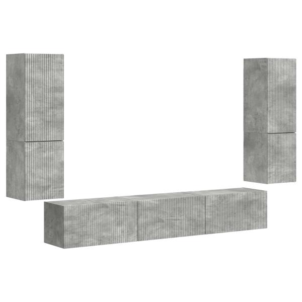 TV-Schrankset Wandmontiert 4 pcs Beton Grau Holzwerkstoff