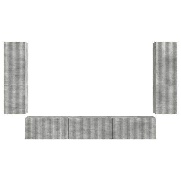 TV-Schrankset Wandmontiert 4 pcs Beton Grau Holzwerkstoff