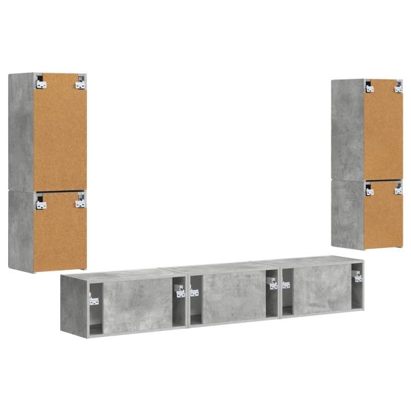 TV-Schrankset Wandmontiert 4 pcs Beton Grau Holzwerkstoff
