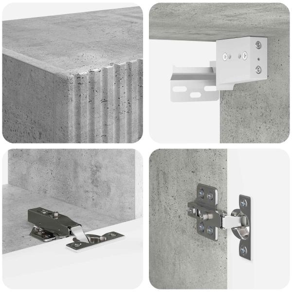 TV-Schrankset Wandmontiert 4 pcs Beton Grau Holzwerkstoff