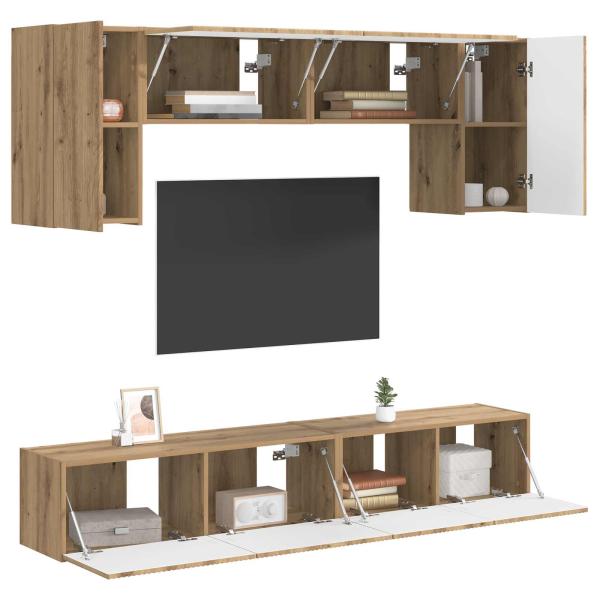 ARDEBO.de - TV-Schrankset Wandmontiert 5 pcs Schwarz Holzwerkstoff