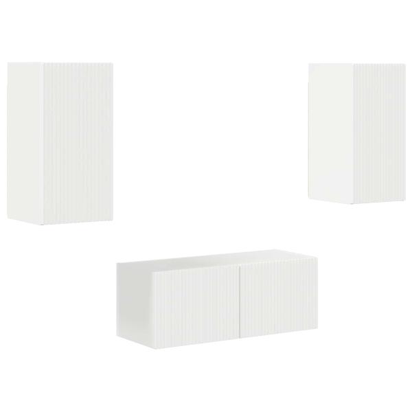 TV-Schrankset Wandmontiert 6 pcs Hochglanz Weiß Holzwerkstoff