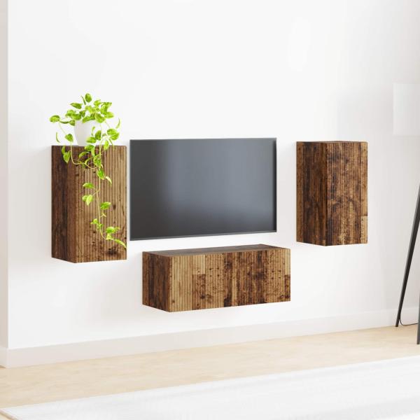 TV-Schrankset Wandmontiert 6 pcs Altholz Holzwerkstoff
