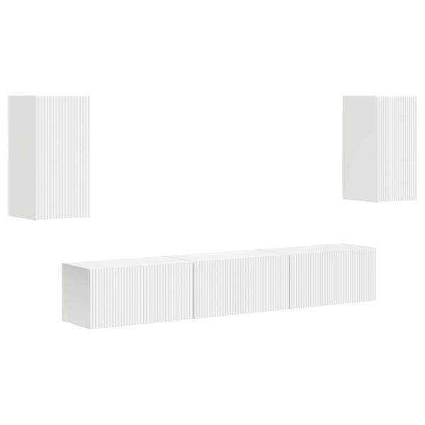 ARDEBO.de - TV-Schrankset Wandmontiert 3 pcs Weiß Holzwerkstoff