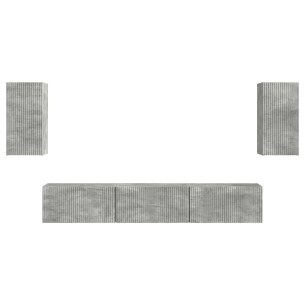 ARDEBO.de - TV-Schrankset Wandmontiert 3 pcs Beton Grau Holzwerkstoff