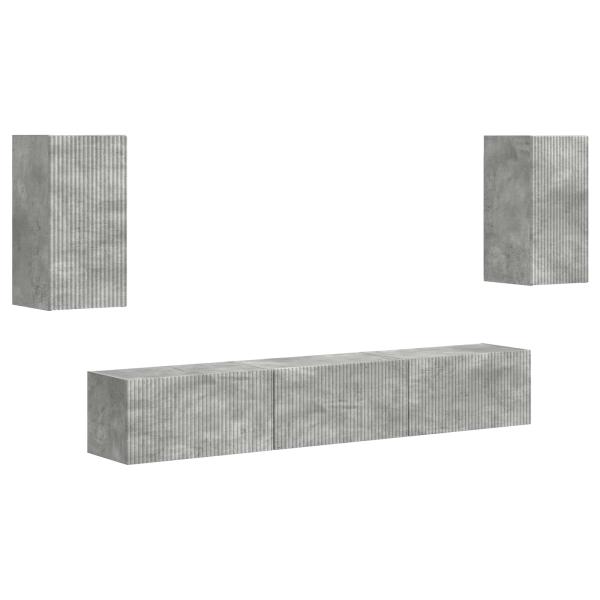 TV-Schrankset 5 stk. Betongrau Holzwerkstoff