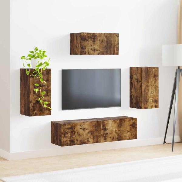 TV-Schrankset 3 pcs Geräucherte Eiche Holzwerkstoff