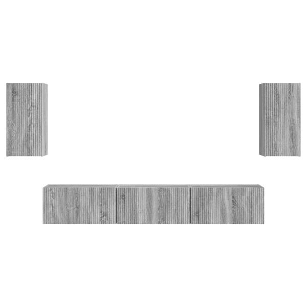 TV-Schrankset Wandmontiert 3 pcs Graues Sonoma Holzwerkstoff