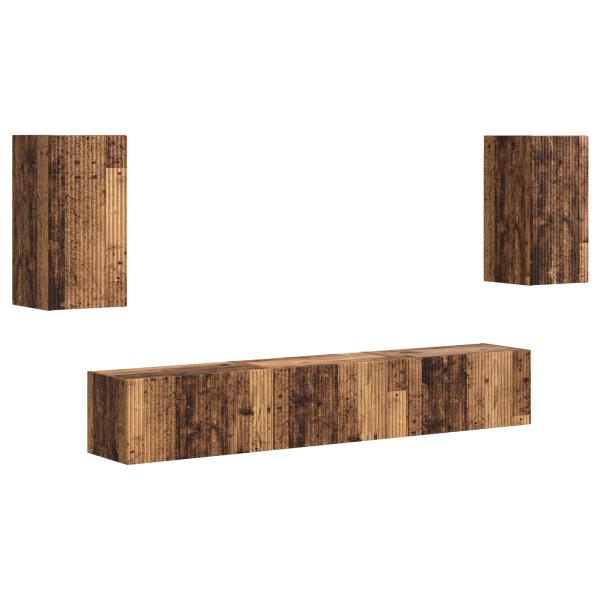 TV-Schrankset Wandmontiert 3 pcs Altholz Holzwerkstoff