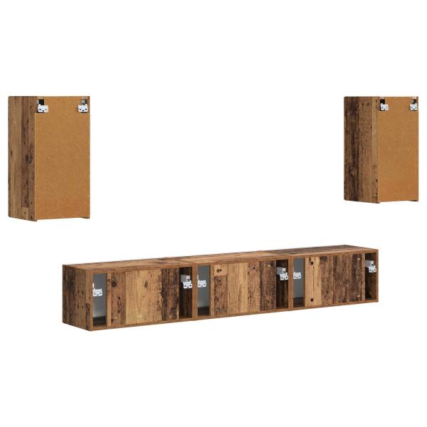 TV-Schrankset Wandmontiert 3 pcs Altholz Holzwerkstoff