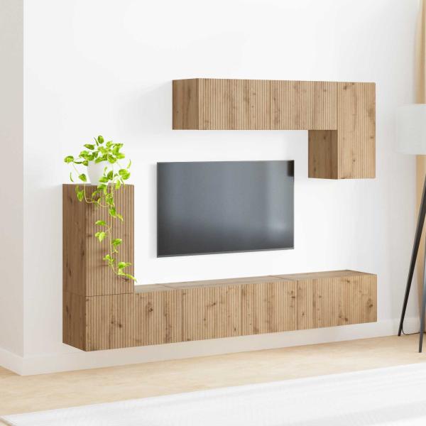 TV-Schrankset 4 pcs Geräucherte Eiche Holzwerkstoff