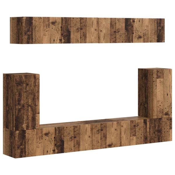 ARDEBO.de - TV-Schrankset Wandmontiert 5 pcs Altholz Holzwerkstoff