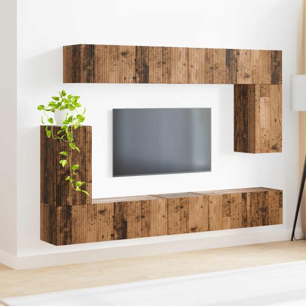 TV-Schrankset Wandmontiert 5 pcs Altholz Holzwerkstoff