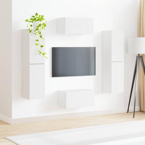 TV-Schrankset 6 stk. Weiß Holzwerkstoff