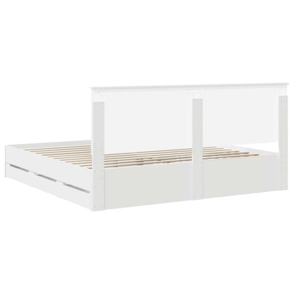 Bettrahmen mit Schubladen Weiß 200 x 200 cm Ingenieurs Holz