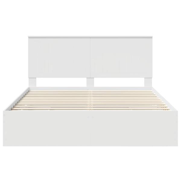Bettrahmen mit Schubladen Weiß 160 x 200 cm Ingenieurs Holz