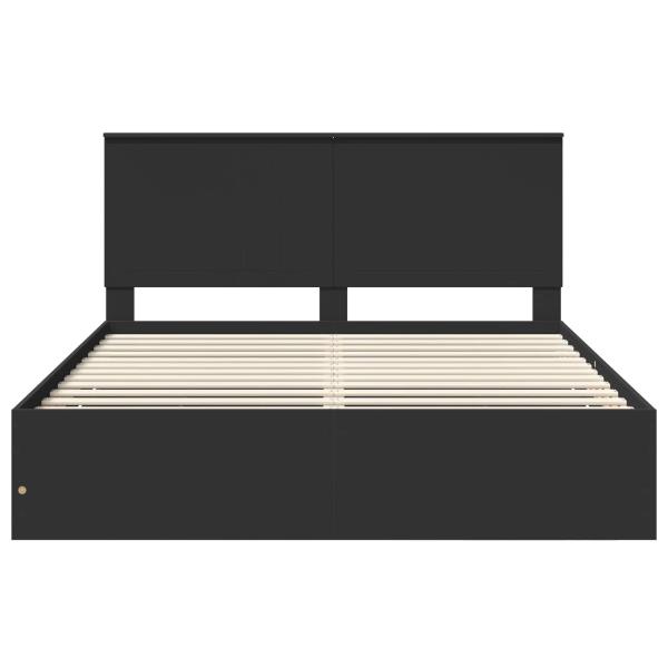 Bettrahmen mit Schubladen Schwarz 160 x 200 cm Ingenieurs Holz