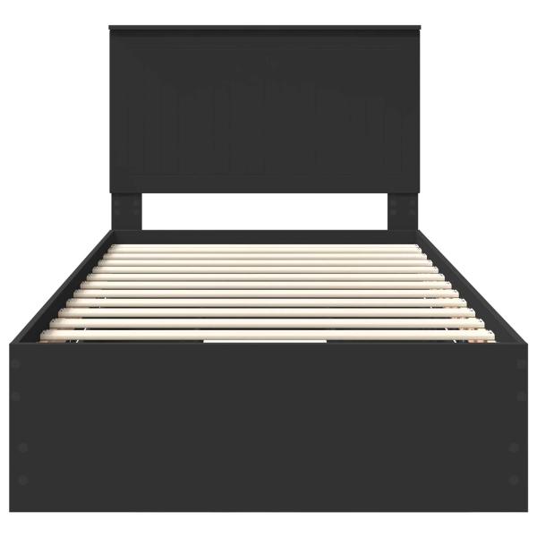 Bettrahmen mit Schubladen Schwarz 100 x 200 cm Ingenieurs Holz