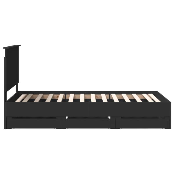 Bettrahmen mit Schubladen Schwarz 100 x 200 cm Ingenieurs Holz