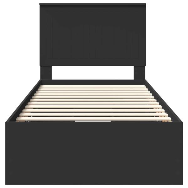 Bettrahmen mit Schubladen Schwarz 90 x 190 cm Ingenieurs Holz