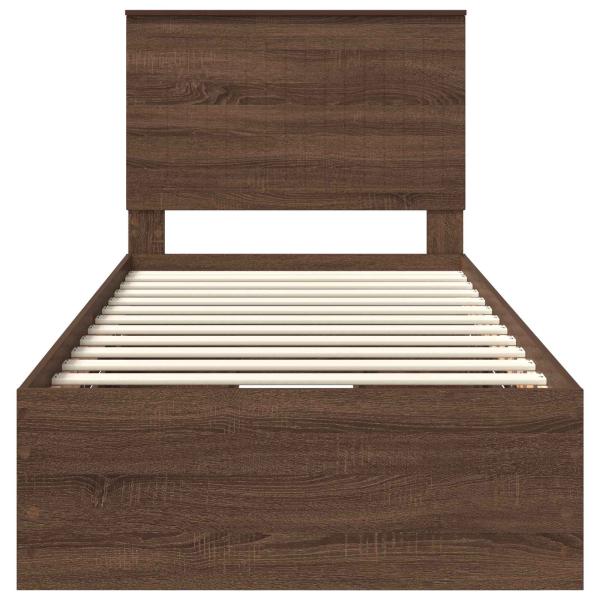 Bettrahmen Braun Eichen-Optik 90 x 190 cm Ingenieurs Holz