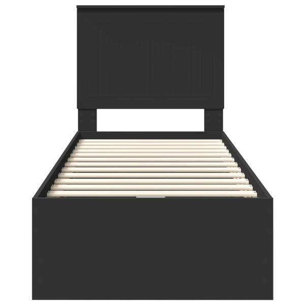 Bettrahmen mit Schubladen Schwarz 75 x 190 cm Ingenieurs Holz