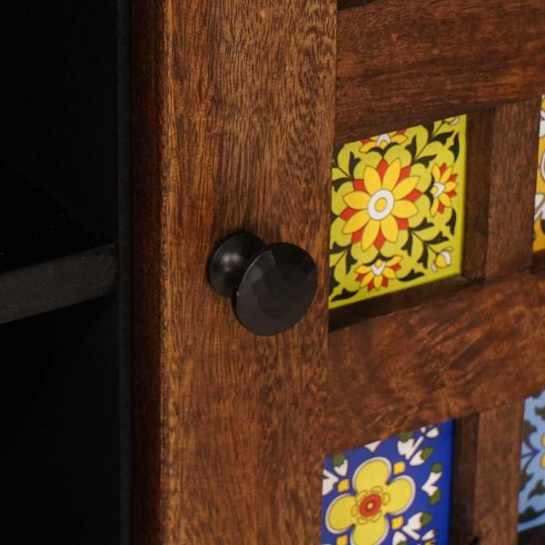 TV-Schränk mit Tür Walnuss 105 x 33,5 x 46 cm Massivholz Mango