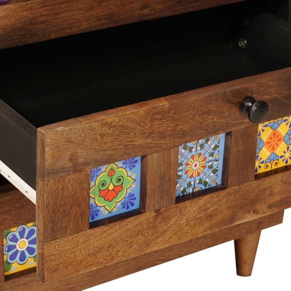 Nachttisch Braun 50 x 33 x 60 cm Massivholz Mango