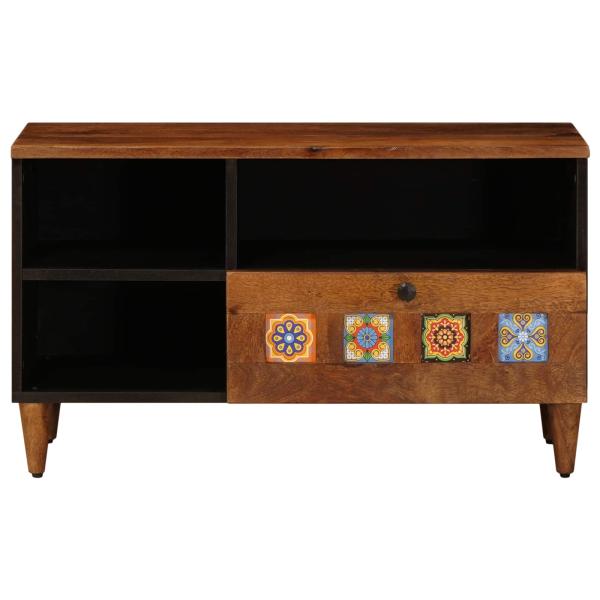 ARDEBO.de - TV-Schränk mit Regal Walnuss 80 x 33,5 x 46 cm Massivholz Mango