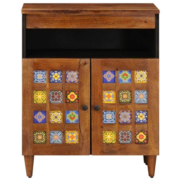 Sideboard mit Tür Walnuss 60 x 33,5 x 75 cm Massivholz Mango