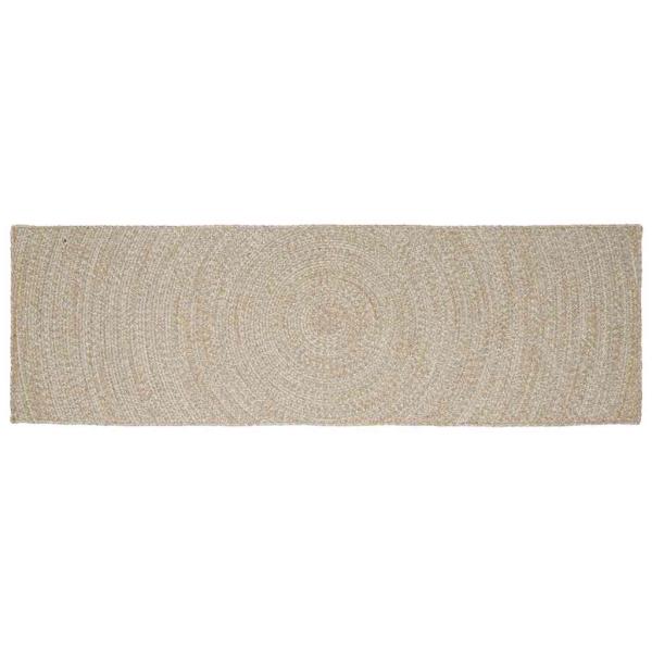 ARDEBO.de - Teppich Natürlich und Weiß 60 x 250 cm Jute