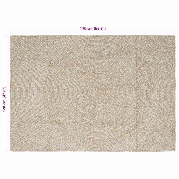Teppich Natürlich und Weiß 120 x 170 cm Jute