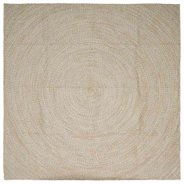 ARDEBO.de - Teppich Natürlich und Weiß 300 x 300 cm Jute