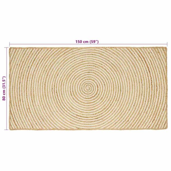 ARDEBO.de - Teppich Natürlich und Weiß 80 x 150 cm Jute
