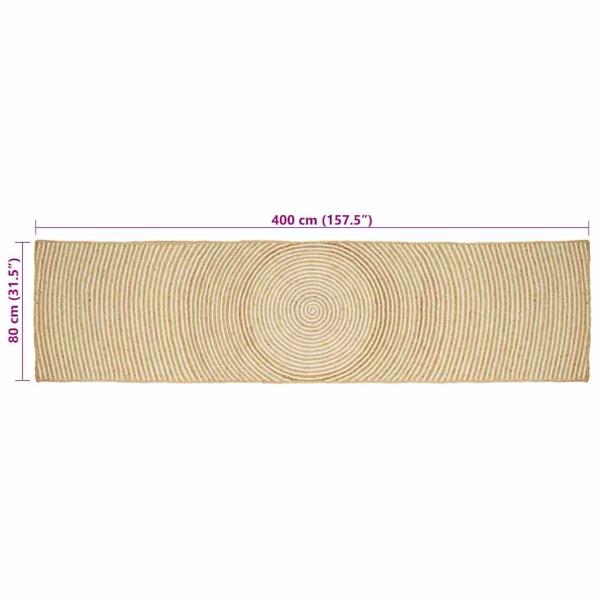 Teppich Natürlich und Weiß 80 x 400 cm Jute