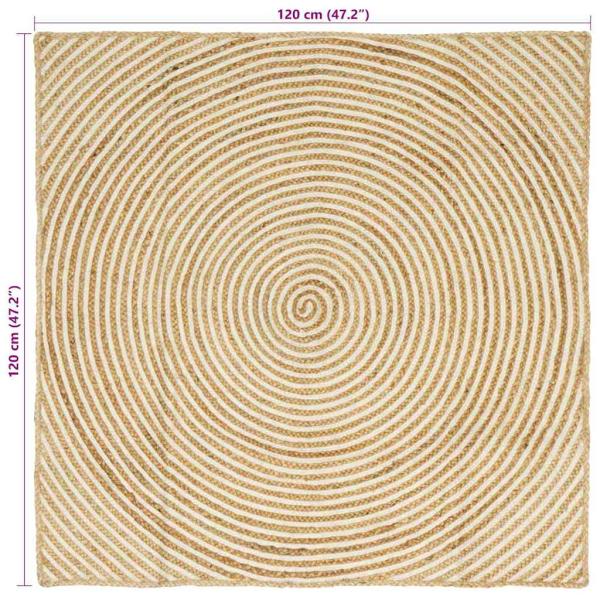 Teppich Natürlich und Weiß 120 x 120 cm Jute