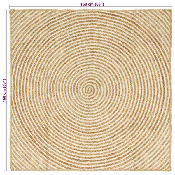 Teppich Natürlich und Weiß 160 x 160 cm Jute