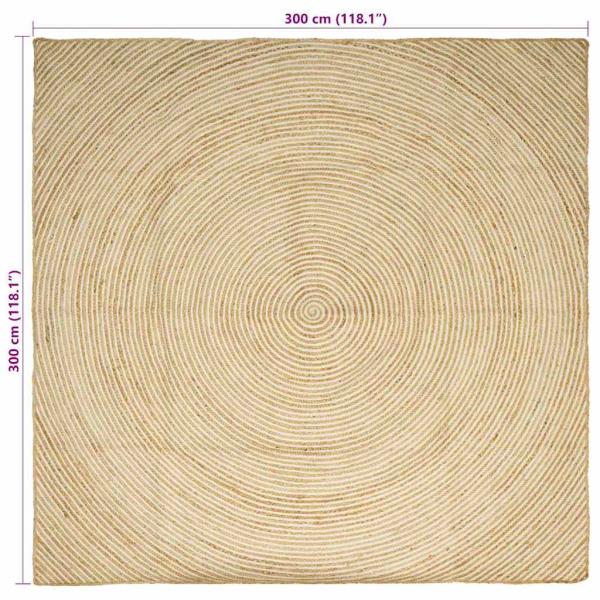 Teppich Natürlich und Weiß 300 x 300 cm Jute