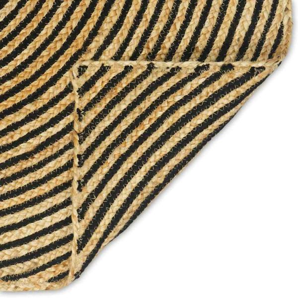 ARDEBO.de - Teppich Natürlich und Schwarz 80 x 200 cm Jute