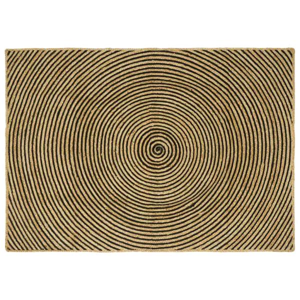 ARDEBO.de - Teppich Natürlich und Schwarz 120 x 170 cm Jute