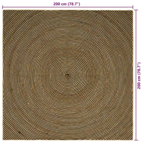 ARDEBO.de - Teppich Natürlich und Schwarz 200 x 200 cm Jute