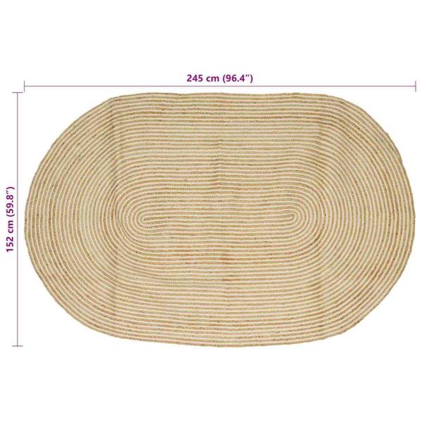 Teppich Natürlich und Weiß 152 x 245 cm Jute