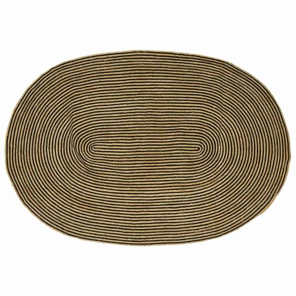 ARDEBO.de - Bereichsteppich Natürlich und Schwarz 152 x 245 cm Jute