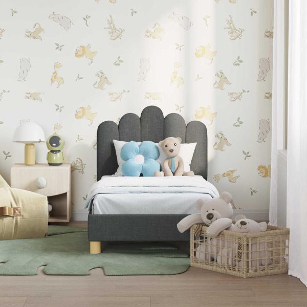 Kinderbettgestell mit Kopfteil Dunkelgrau 70 x 140 cm Stoff