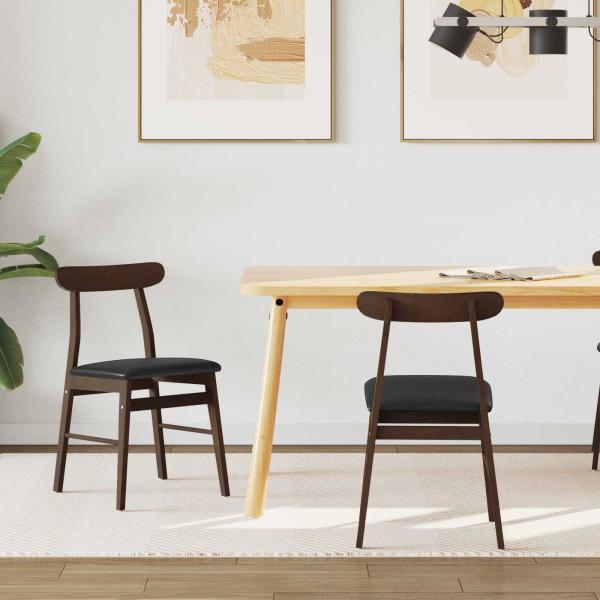 ARDEBO.de - Esszimmerstuhl 2 pcs Hellbraun und Schwarz Massives Gummiholz