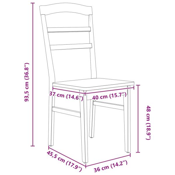 Esszimmerstuhl 2 pcs Weiß Massives Gummiholz