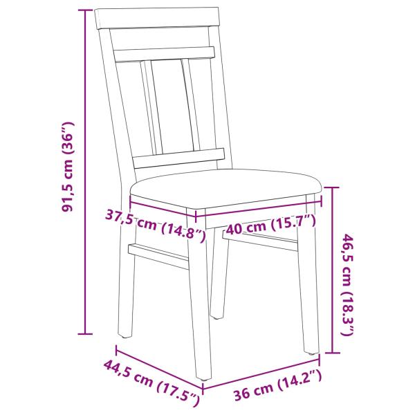 Esszimmerstuhl 2 pcs Weiß und Grau Massives Gummiholz