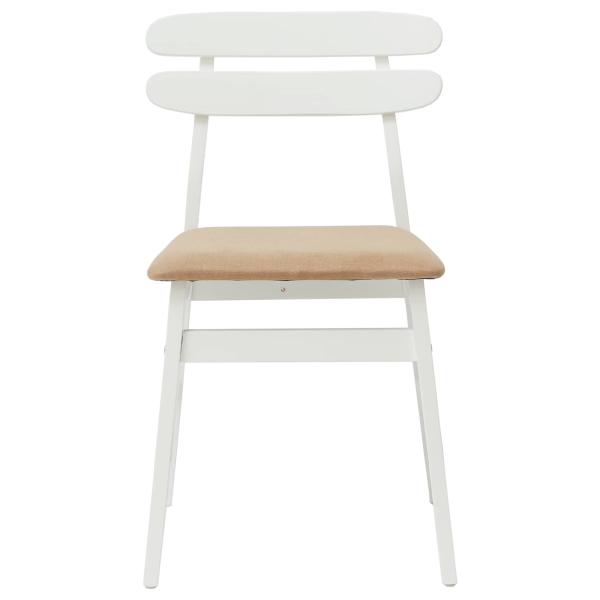 Esszimmerstuhl 2 pcs Weiß und Braun Massives Gummiholz