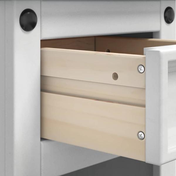 Nachttisch Weiß 35 x 32,5 x 58 cm Massives Kiefernholz