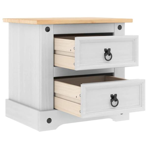 Nachttisch Weiß 53 x 39 x 47 cm Massives Kiefernholz